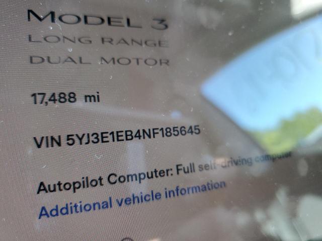 Photo 9 VIN: 5YJ3E1EB4NF185645 - TESLA MODEL 3 