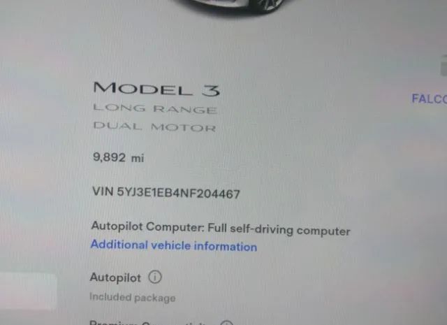 Photo 8 VIN: 5YJ3E1EB4NF204467 - TESLA MODEL 3 