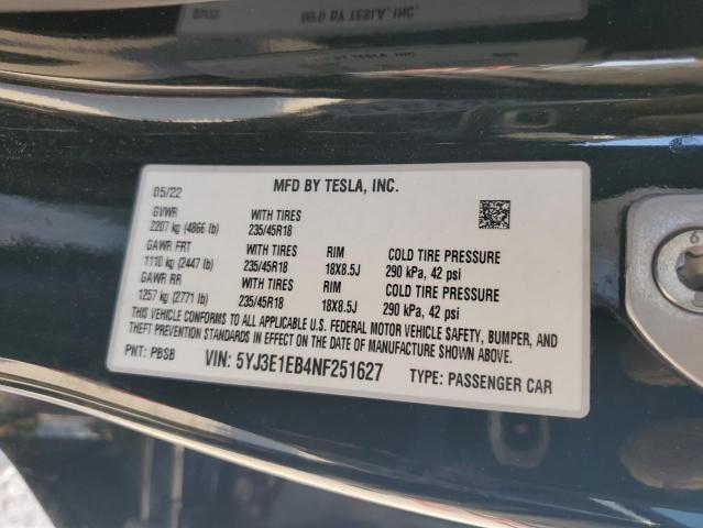 Photo 11 VIN: 5YJ3E1EB4NF251627 - TESLA MODEL 3 