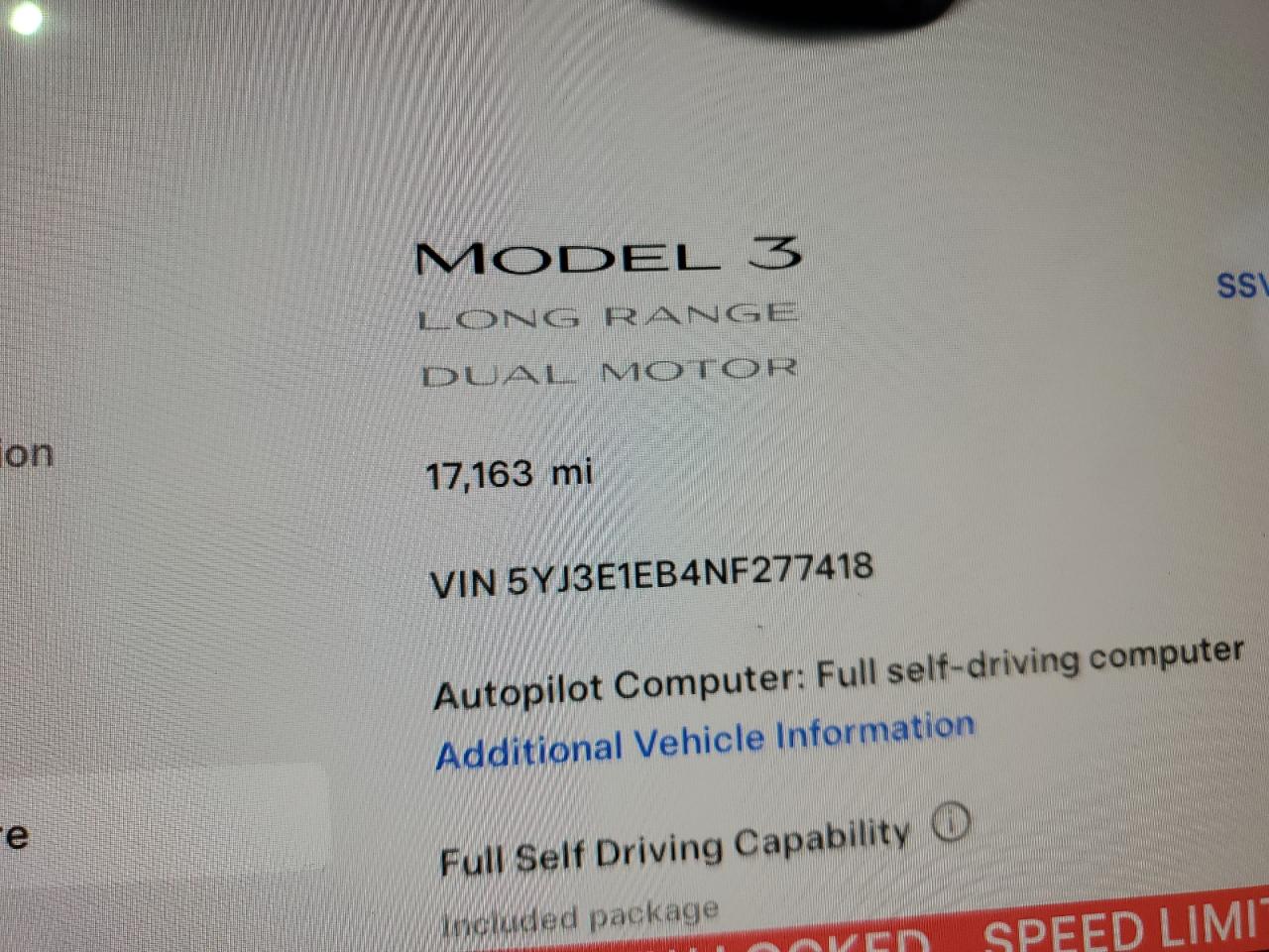 Photo 8 VIN: 5YJ3E1EB4NF277418 - TESLA MODEL 3 