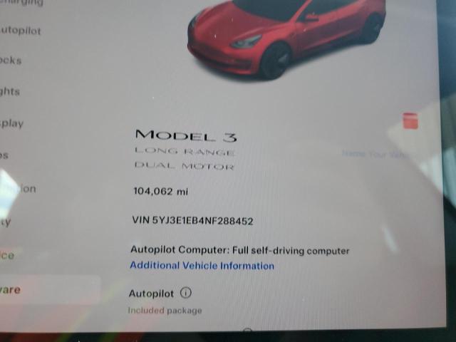 Photo 8 VIN: 5YJ3E1EB4NF288452 - TESLA MODEL 3 