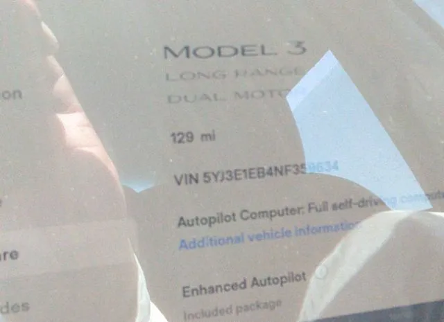 Photo 6 VIN: 5YJ3E1EB4NF359634 - TESLA MODEL 3 