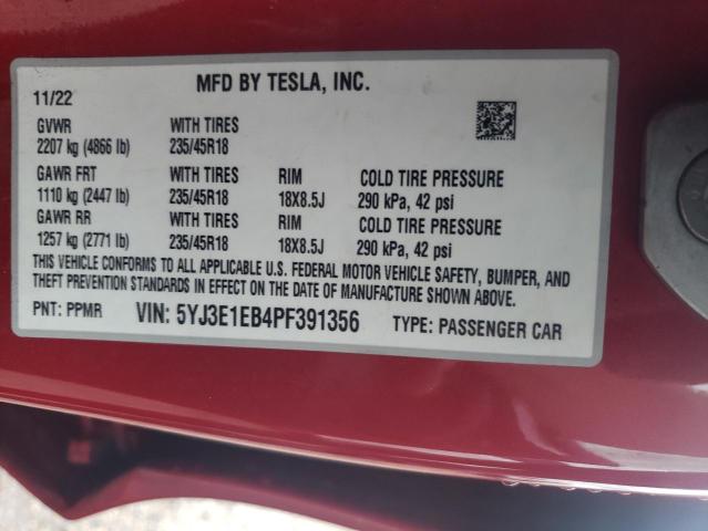 Photo 12 VIN: 5YJ3E1EB4PF391356 - TESLA MODEL 3 