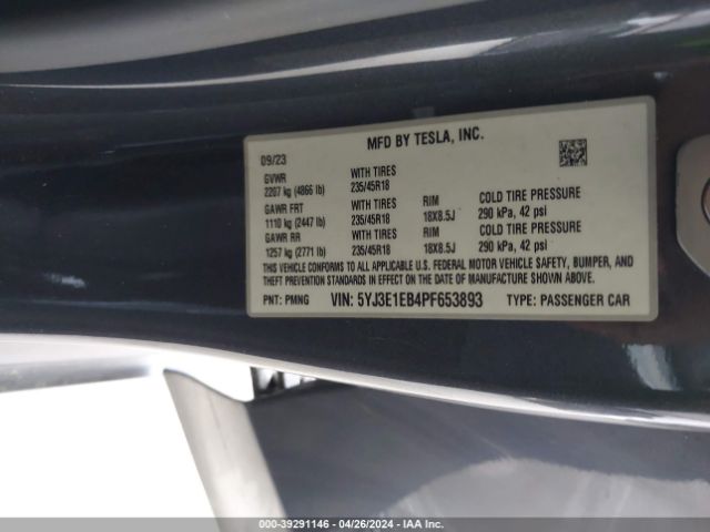 Photo 8 VIN: 5YJ3E1EB4PF653893 - TESLA MODEL 3 