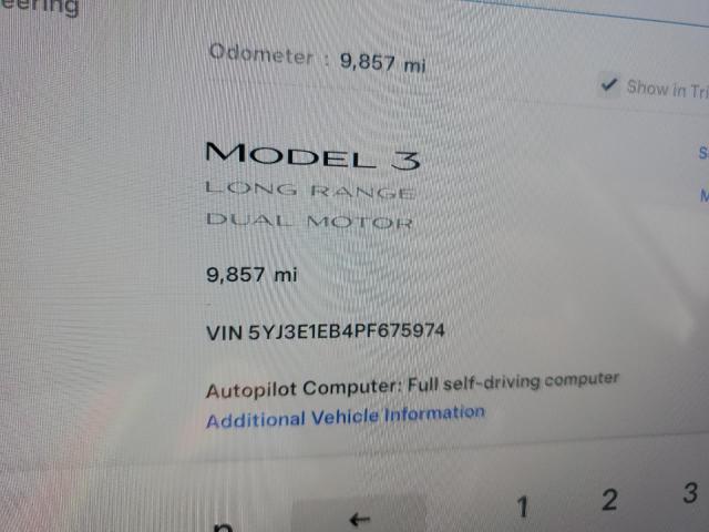 Photo 8 VIN: 5YJ3E1EB4PF675974 - TESLA MODEL 3 