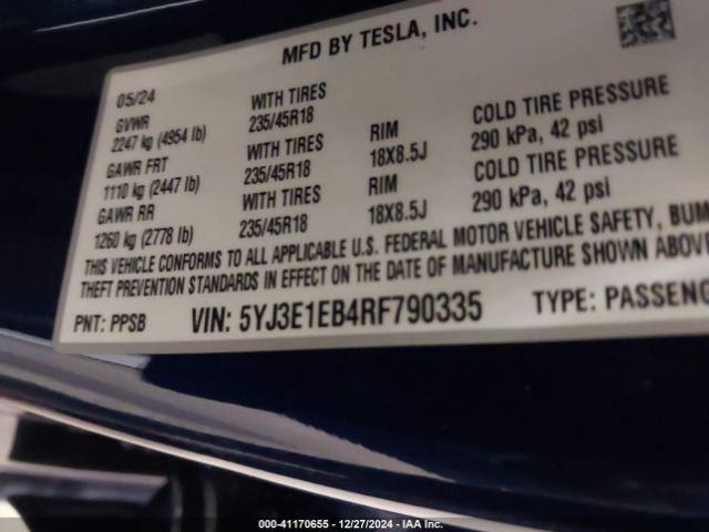 Photo 8 VIN: 5YJ3E1EB4RF790335 - TESLA MODEL 3 