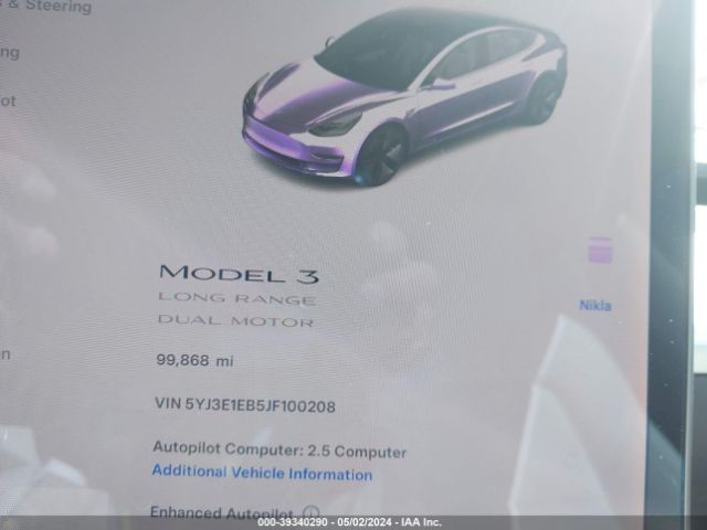 Photo 6 VIN: 5YJ3E1EB5JF100208 - TESLA MODEL 3 