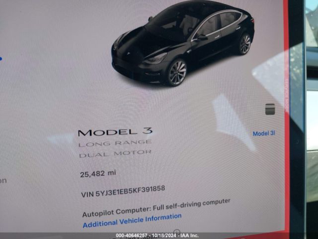 Photo 6 VIN: 5YJ3E1EB5KF391858 - TESLA MODEL 3 