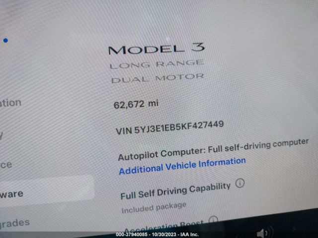 Photo 6 VIN: 5YJ3E1EB5KF427449 - TESLA MODEL 3 