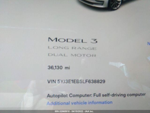 Photo 6 VIN: 5YJ3E1EB5LF638829 - TESLA MODEL 3 