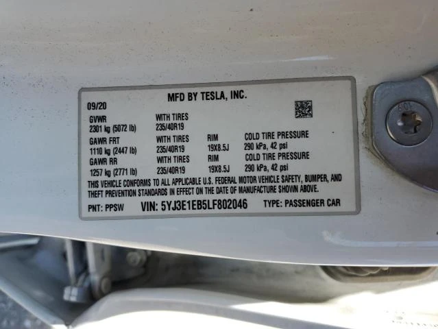 Photo 11 VIN: 5YJ3E1EB5LF802046 - TESLA MODEL 3 