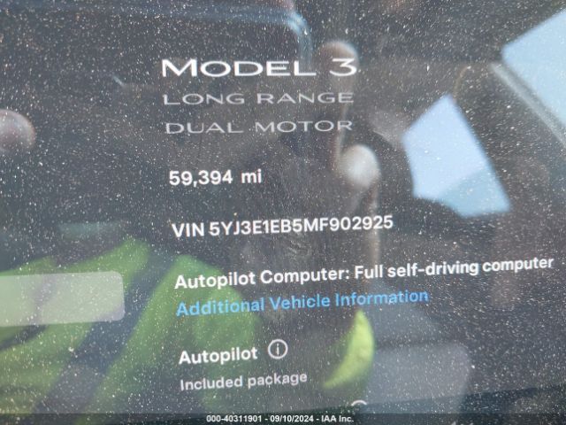 Photo 6 VIN: 5YJ3E1EB5MF902925 - TESLA MODEL 3 