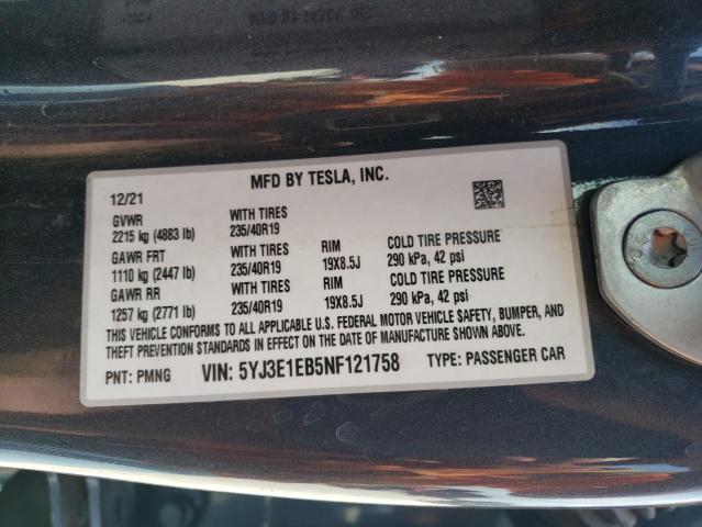 Photo 11 VIN: 5YJ3E1EB5NF121758 - TESLA MODEL 3 