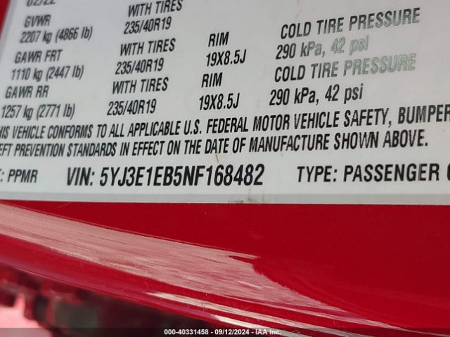 Photo 8 VIN: 5YJ3E1EB5NF168482 - TESLA MODEL 3 