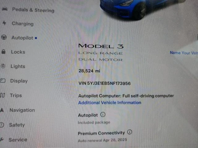 Photo 8 VIN: 5YJ3E1EB5NF173956 - TESLA MODEL 3 