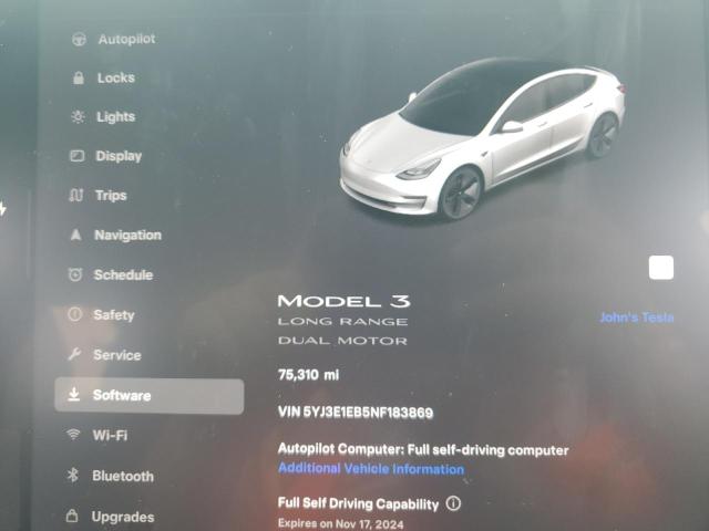 Photo 8 VIN: 5YJ3E1EB5NF183869 - TESLA MODEL 3 