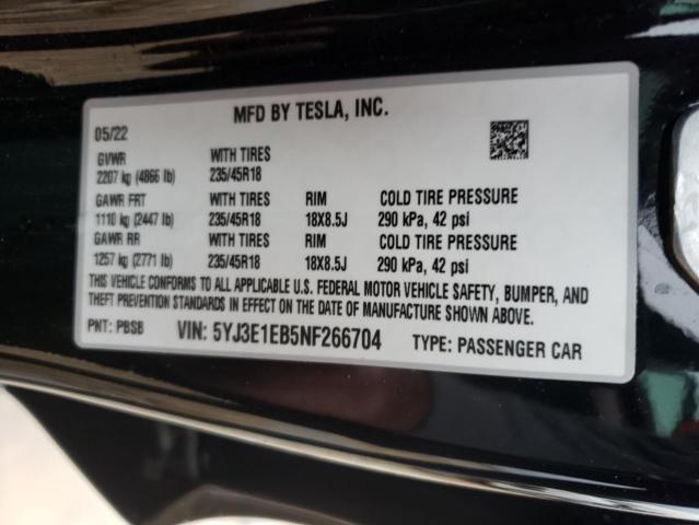 Photo 11 VIN: 5YJ3E1EB5NF266704 - TESLA MODEL 3 