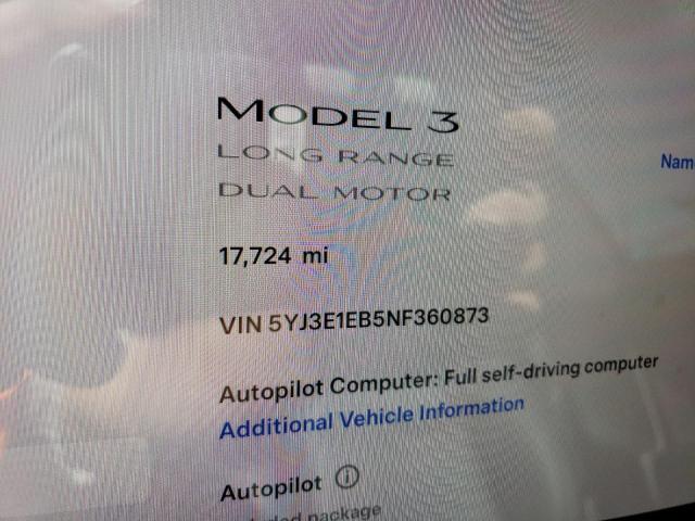 Photo 8 VIN: 5YJ3E1EB5NF360873 - TESLA MODEL 3 