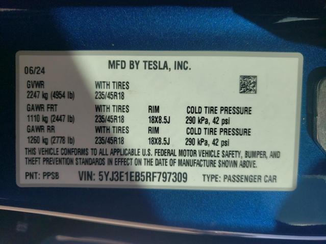 Photo 11 VIN: 5YJ3E1EB5RF797309 - TESLA MODEL 3 