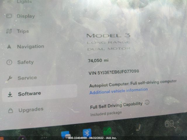 Photo 6 VIN: 5YJ3E1EB6JF077098 - TESLA MODEL 3 