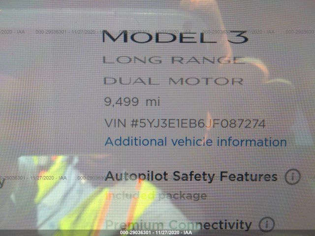 Photo 6 VIN: 5YJ3E1EB6JF087274 - TESLA MODEL 3 