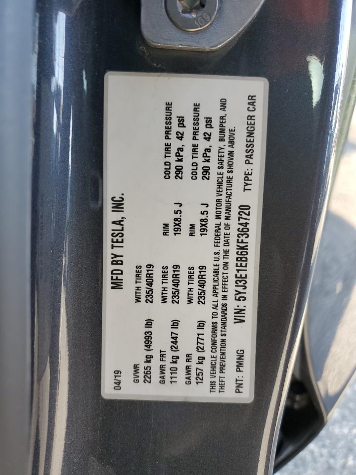 Photo 12 VIN: 5YJ3E1EB6KF364720 - TESLA MODEL 3 