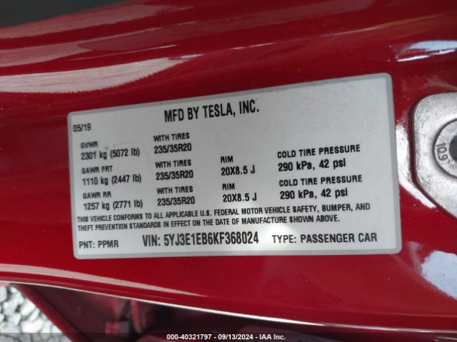 Photo 8 VIN: 5YJ3E1EB6KF368024 - TESLA MODEL 3 