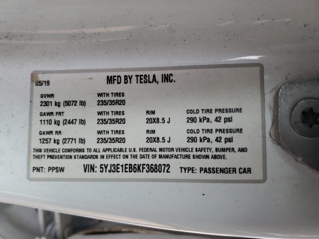 Photo 11 VIN: 5YJ3E1EB6KF368072 - TESLA MODEL 3 