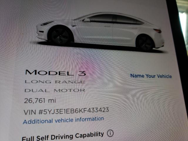 Photo 7 VIN: 5YJ3E1EB6KF433423 - TESLA MODEL 3 