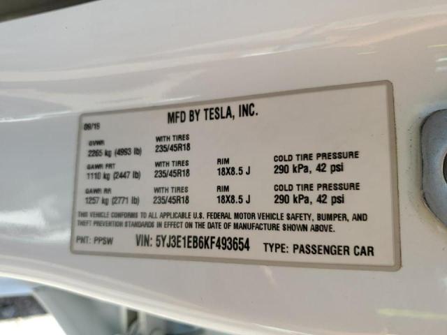 Photo 12 VIN: 5YJ3E1EB6KF493654 - TESLA MODEL 3 