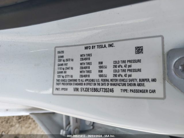 Photo 8 VIN: 5YJ3E1EB6LF735246 - TESLA MODEL 3 