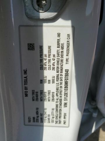 Photo 11 VIN: 5YJ3E1EB6MF078840 - TESLA MODEL 3 