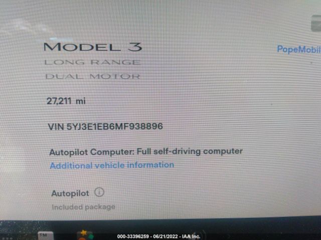 Photo 6 VIN: 5YJ3E1EB6MF938896 - TESLA MODEL 3 