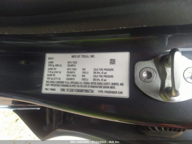 Photo 8 VIN: 5YJ3E1EB6MF996734 - TESLA MODEL 3 