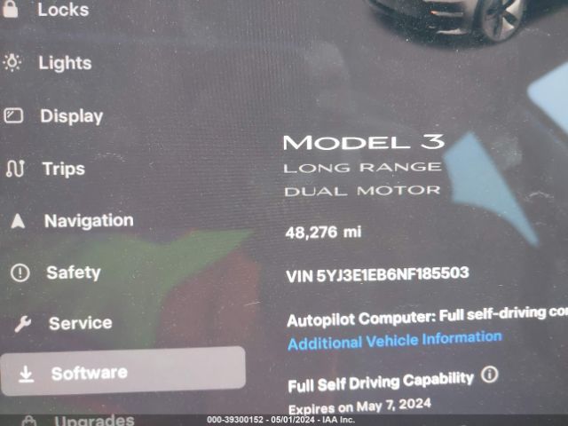 Photo 8 VIN: 5YJ3E1EB6NF185503 - TESLA MODEL 3 