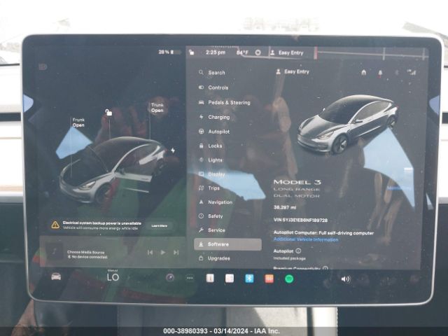 Photo 6 VIN: 5YJ3E1EB6NF189728 - TESLA MODEL 3 