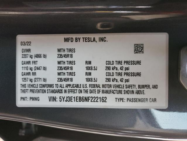 Photo 11 VIN: 5YJ3E1EB6NF222162 - TESLA MODEL 3 