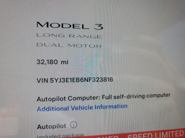 Photo 8 VIN: 5YJ3E1EB6NF323816 - TESLA MODEL 3 