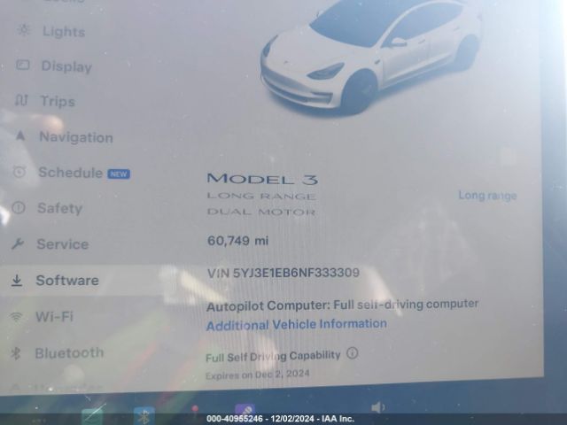 Photo 6 VIN: 5YJ3E1EB6NF333309 - TESLA MODEL 3 