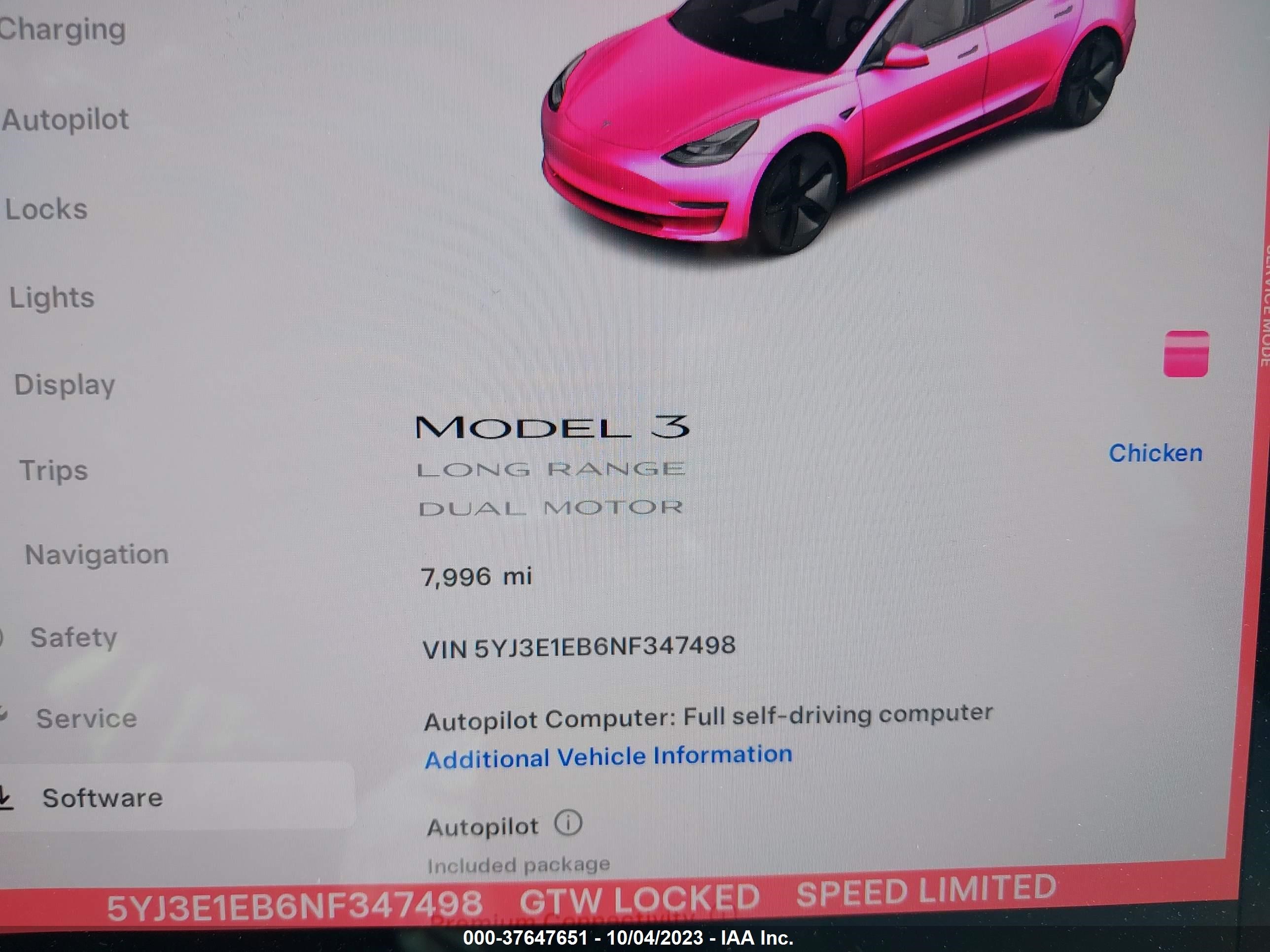 Photo 13 VIN: 5YJ3E1EB6NF347498 - TESLA MODEL 3 