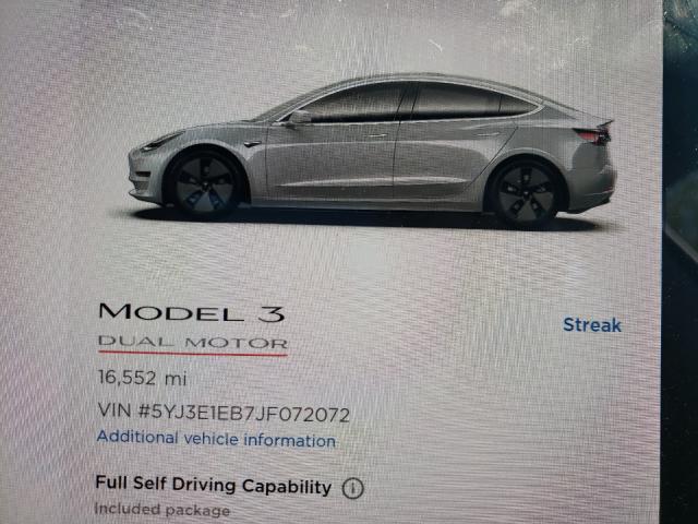 Photo 7 VIN: 5YJ3E1EB7JF072072 - TESLA MODEL 3 