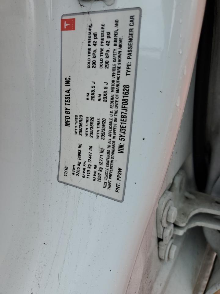 Photo 12 VIN: 5YJ3E1EB7JF081628 - TESLA MODEL 3 