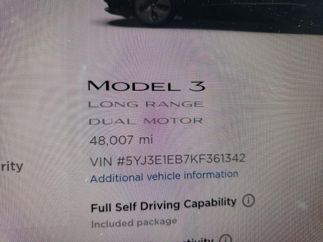 Photo 7 VIN: 5YJ3E1EB7KF361342 - TESLA MODEL 3 