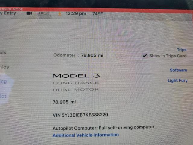 Photo 8 VIN: 5YJ3E1EB7KF388220 - TESLA MODEL 3 