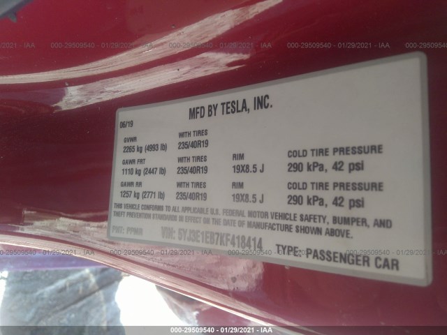 Photo 8 VIN: 5YJ3E1EB7KF418414 - TESLA MODEL 3 