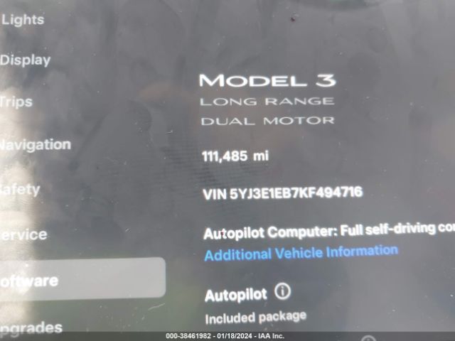 Photo 6 VIN: 5YJ3E1EB7KF494716 - TESLA MODEL 3 