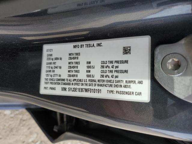 Photo 12 VIN: 5YJ3E1EB7MF010191 - TESLA MODEL 3 