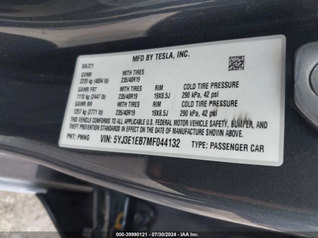 Photo 8 VIN: 5YJ3E1EB7MF044132 - TESLA MODEL 3 