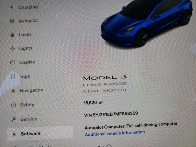 Photo 7 VIN: 5YJ3E1EB7MF858359 - TESLA MODEL 3 