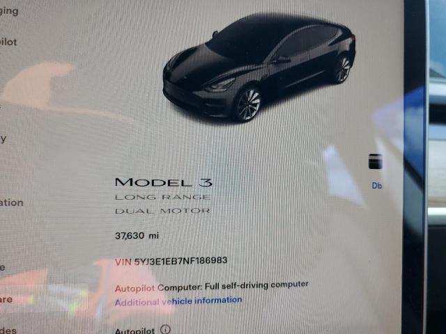 Photo 8 VIN: 5YJ3E1EB7NF186983 - TESLA MODEL 3 